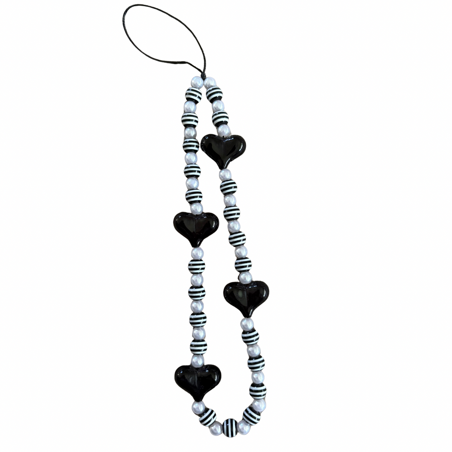 Monochrome Hearts Phone Charm