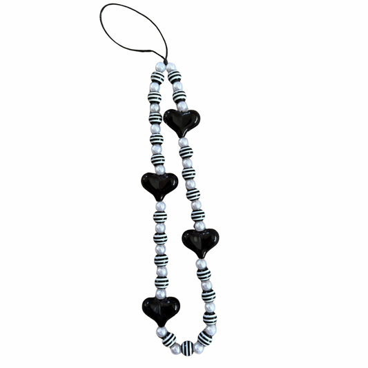 Monochrome Hearts Phone Charm